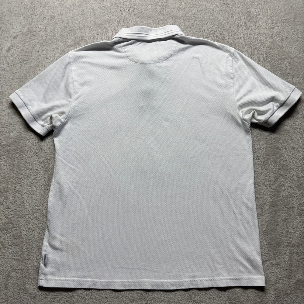 Scotch & Soda Jacquard Polo Shirt Mens L White Textured Pique Cotton Blend - Picture 2 of 7